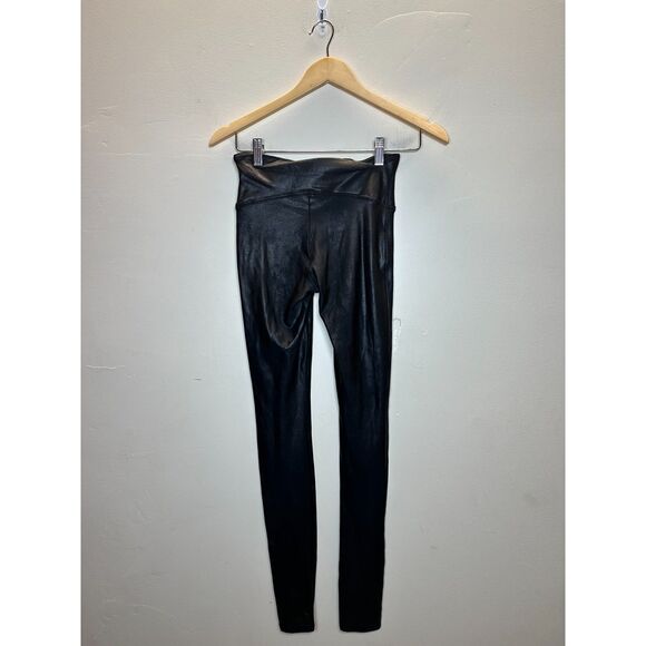 Spanx Women's Size Small Black Faux Leather Leggings Pull On EUC - Picture 3 of 5
